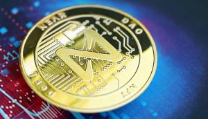 Eine Near-Münze vor einem blauen Hintergrund