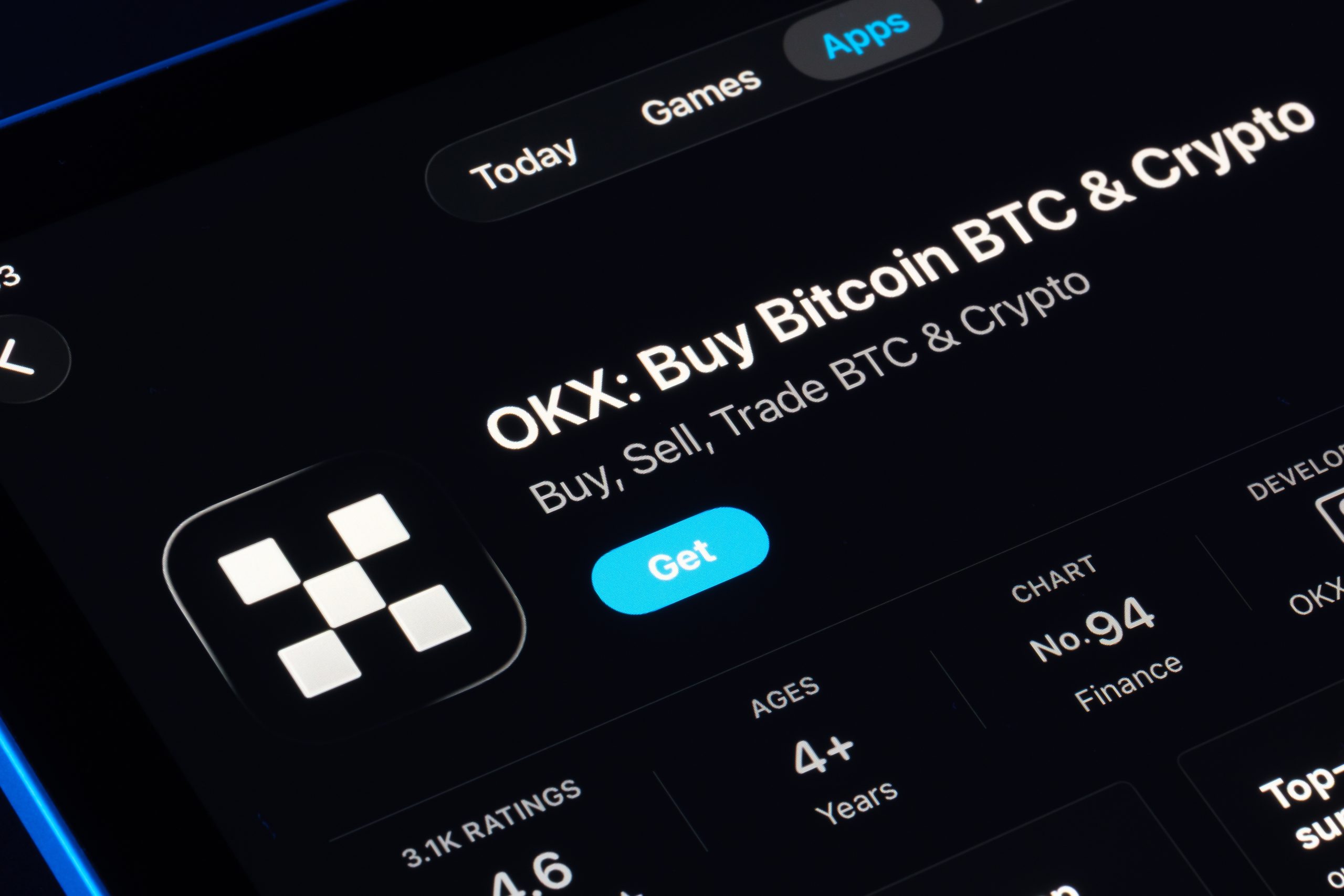 OKX-App auf Bildschirm