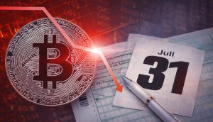 Bitcoin-Münze und Einkommensteuerformular