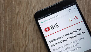 Das Bild zeigt die Website der Bank of International Settlement