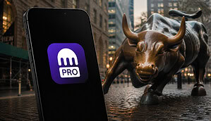 Fotomontage aus Wall Street Bullen und der Kraken Pro App
