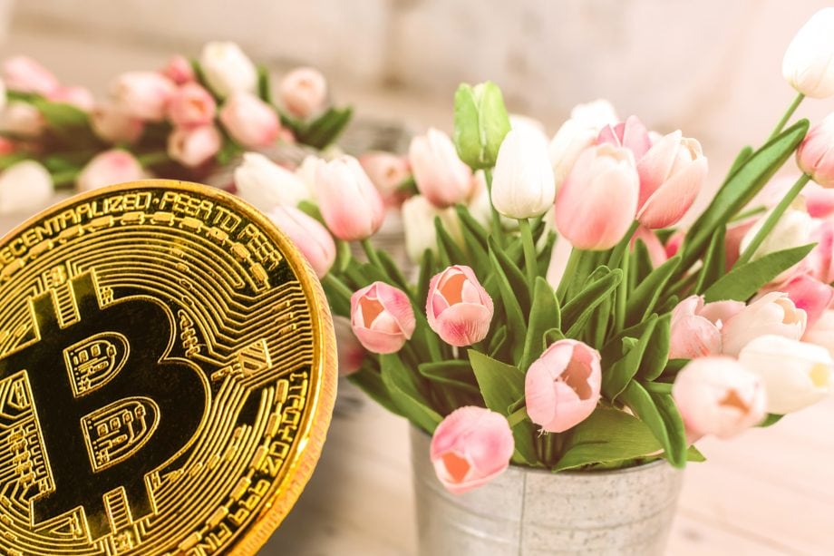 Bitcoin links mit Tulpen
