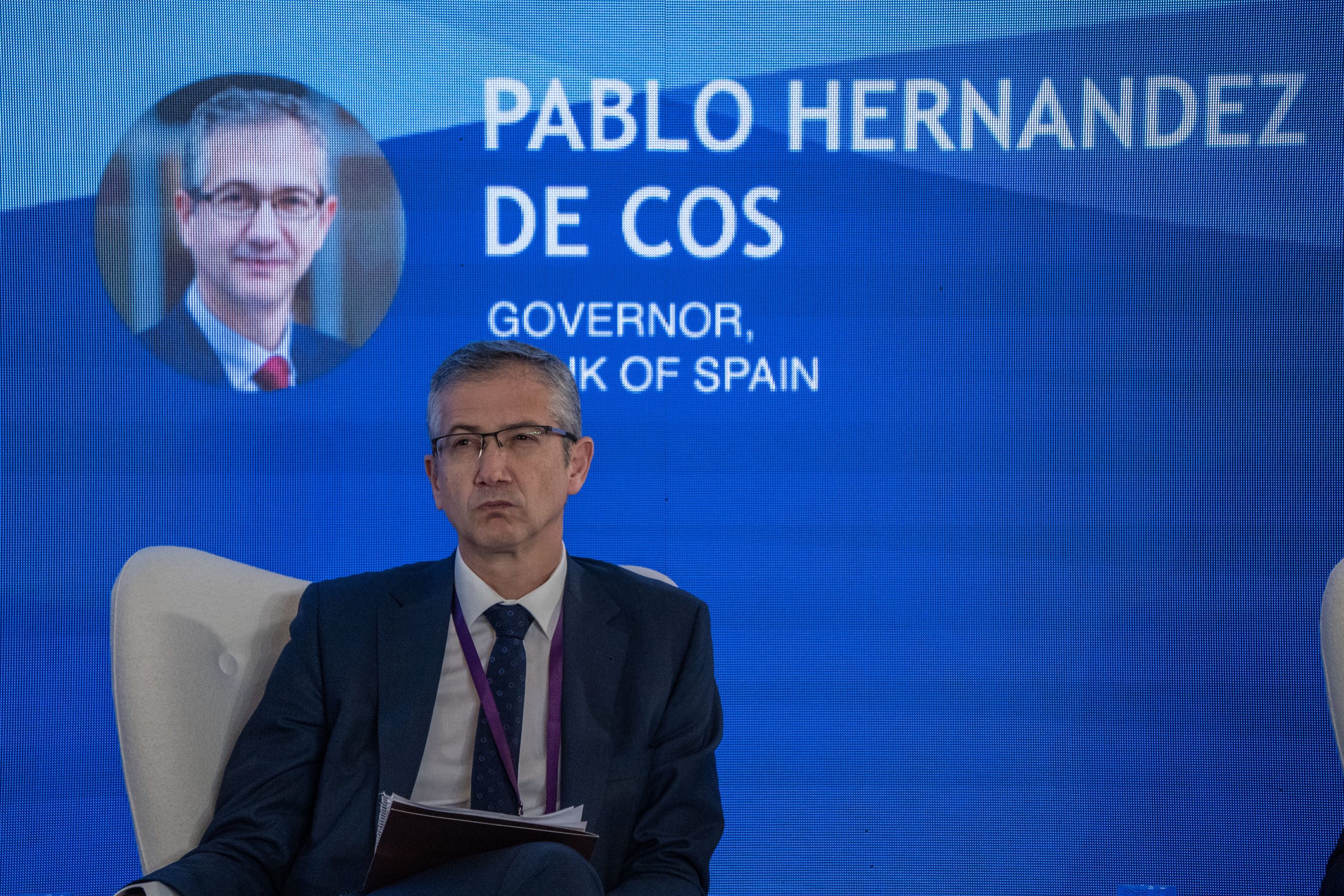 Pablo Hernández de Cos auf einem Panel, auf dem es auch über Stablecoins gehen könnte.