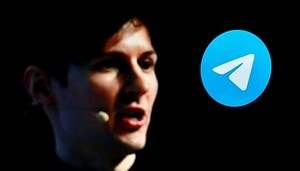Pavel Durov, der Gründer von Telegram, mit dem Telegram-Logo-.