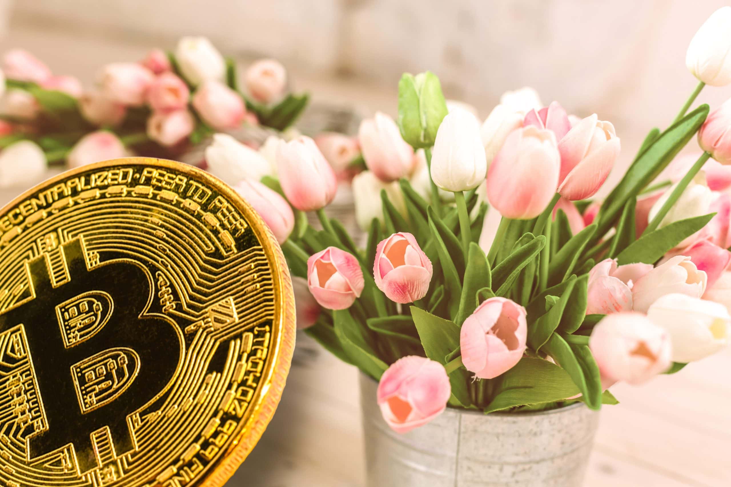 Bitcoin und ein Blumenstrauß