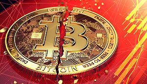 Bitcoin-Münze zerbricht