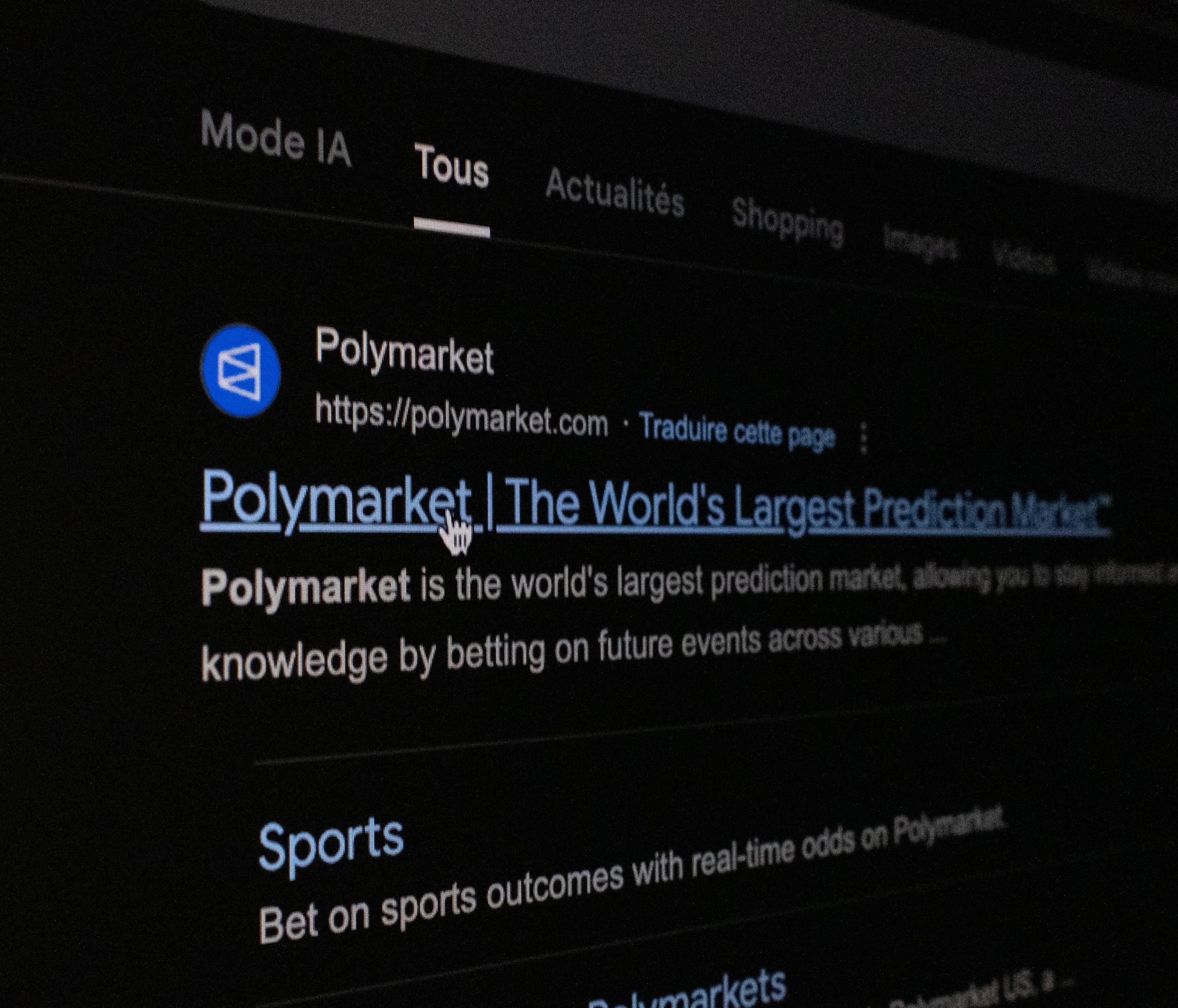 Polymarket in der Google-Suche