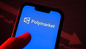 Logo von Polymarket auf einem Smartphone