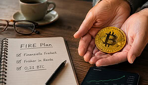 Bitcoin-Münze und Rentenplan