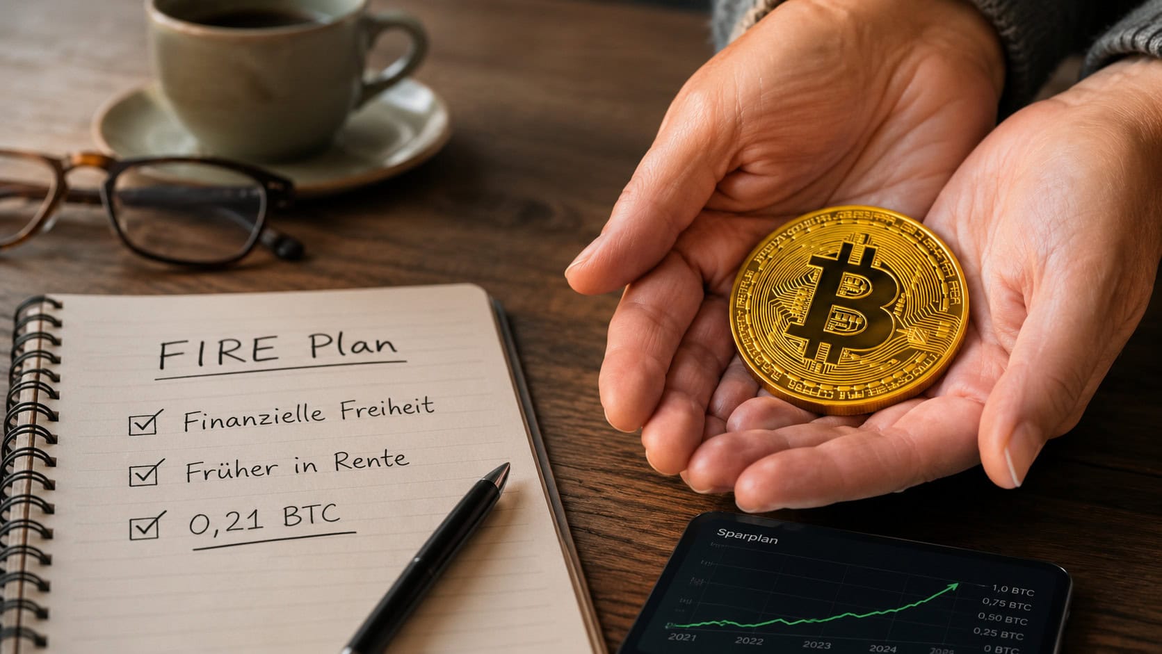 Bitcoin-Münze und Rentenplan