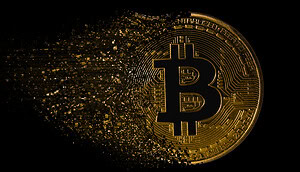 Eine sich auflösende Bitcoin-Münze