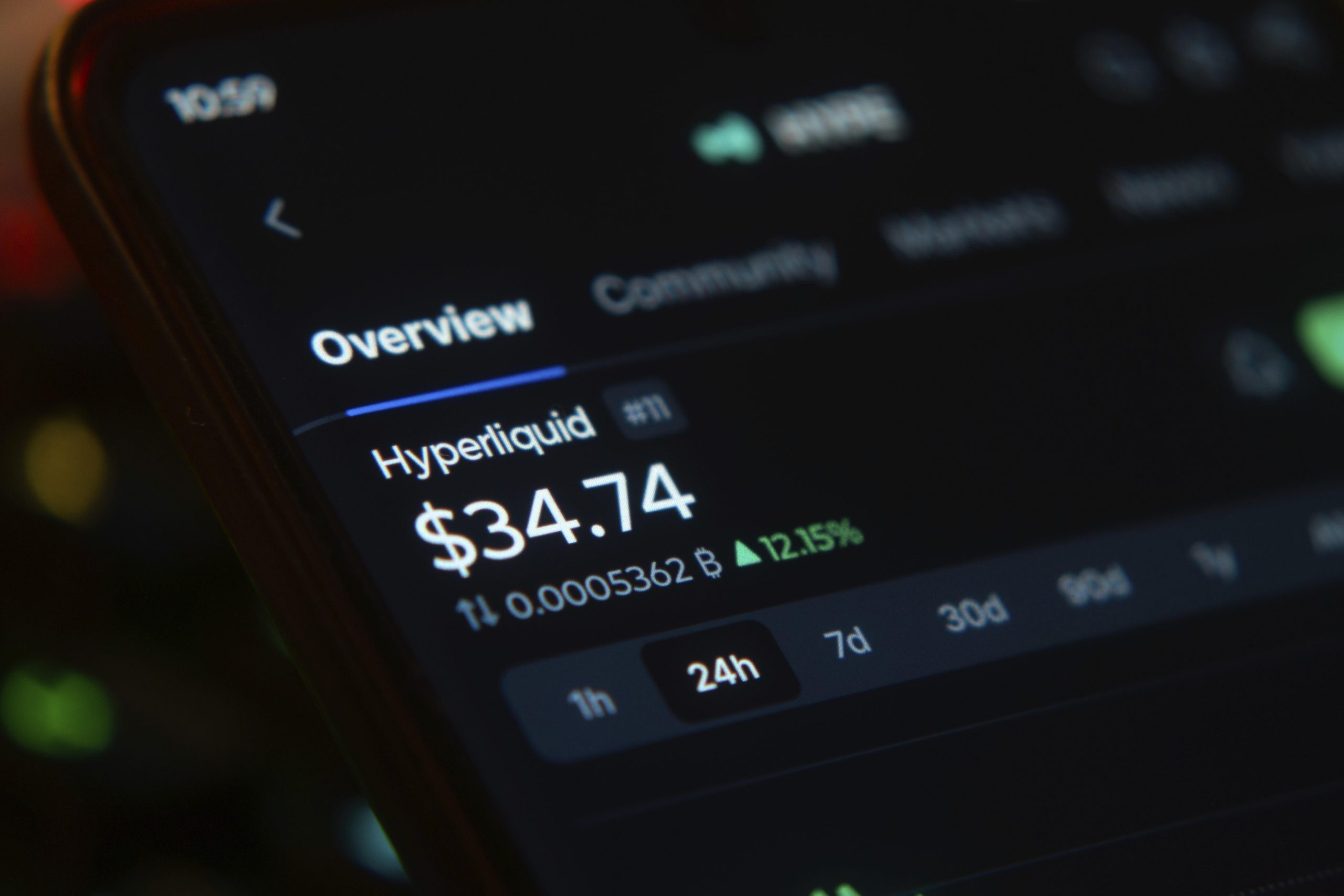 Hyperliquid-Symbol auf einem Smartphone