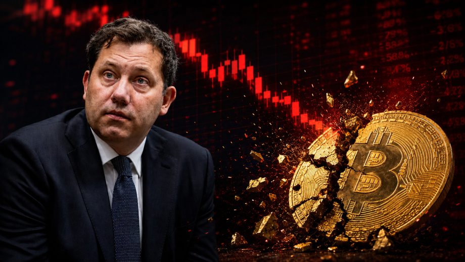 Lars Klingbeil vor einem fallenden Bitcoin-Chart