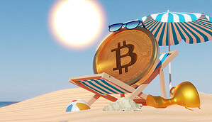 Bitcoin in einer Strandliege.