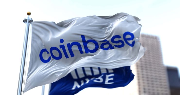 Das Bild zeigt die Coinbase-Flagge.