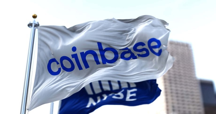 Das Bild zeigt die Coinbase-Flagge.