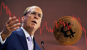 Larry Fink vor fallendem Bitcoin-Chart