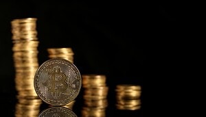 Das Bild zeigt eine Bitcoin-Münze