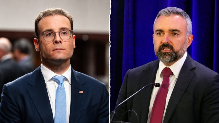 Links der CFTC-Chef Michael Selig, rechts der Generalstaatsanwalt New Mexicos Raúl Torrez.