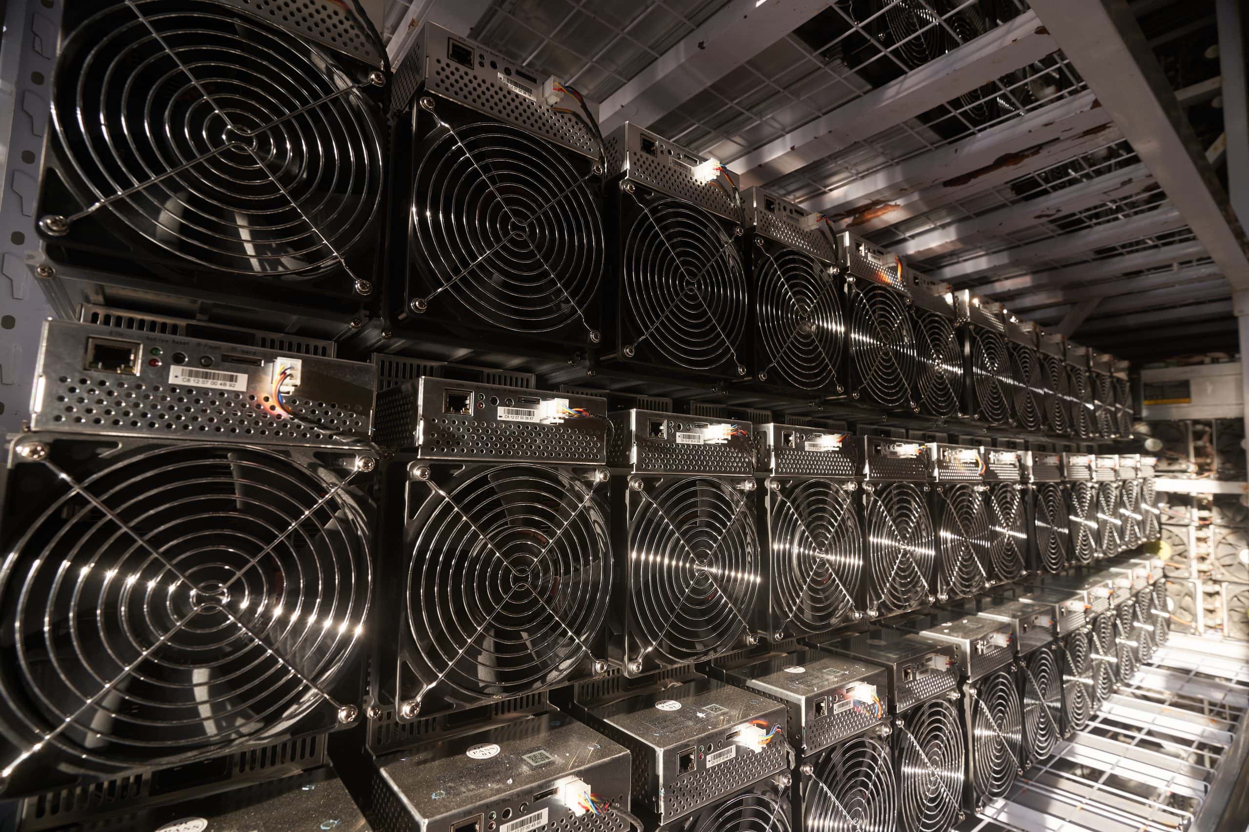 Das Bild zeigt eine Bitcoin Mining-Anlage