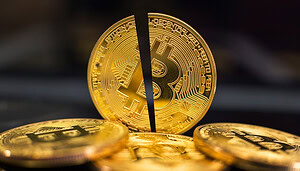 Eine kaputte Bitcoin-Münze