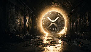 XRP အကြွေစေ့သည် ရှည်လျားပြီး မှောင်နေသော ဥမင်လိုဏ်ခေါင်းတစ်ခု၏ အဆုံးတွင် ရပ်နေသည်။