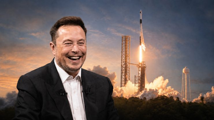 Elon Musk und eine SpaceX-Rakete