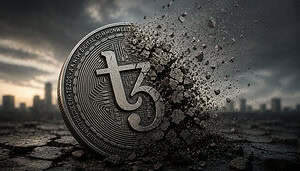 Eine zerbrochene Tezos-Münze