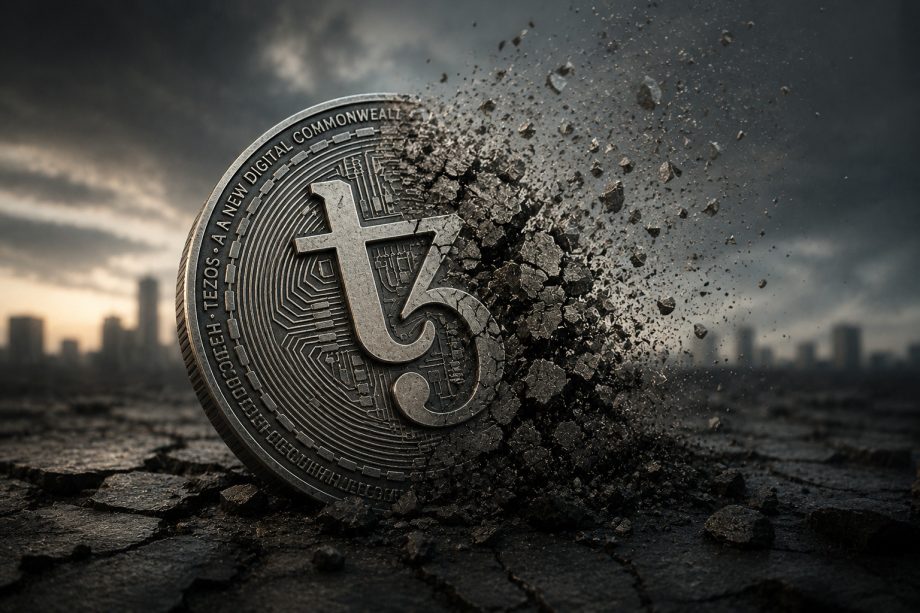 Eine zerbrochene Tezos-Münze
