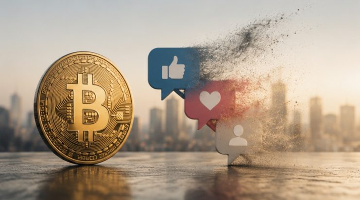 Bitcoin mit verpuffenden Social Media Likes und Herzen