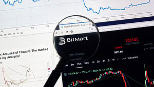 Das Bild zeigt einen Kurs und die Webseite von Bitmart.
