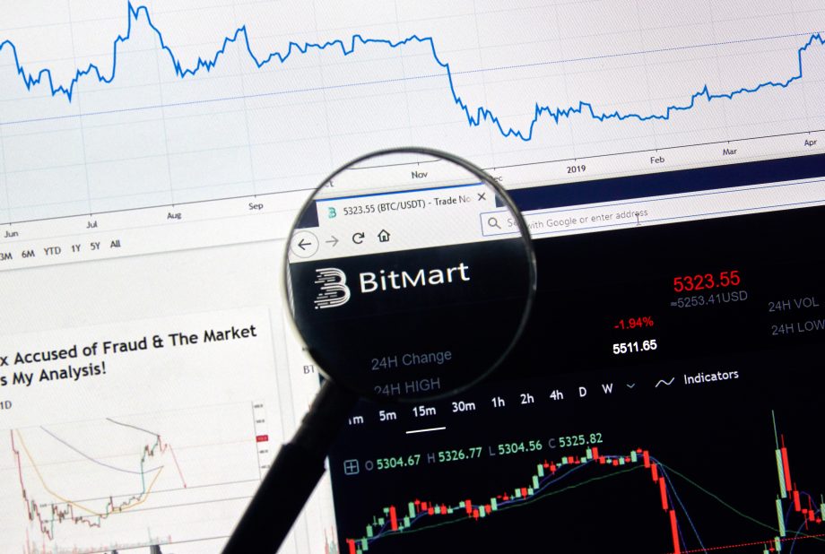 Das Bild zeigt einen Kurs und die Webseite von Bitmart.