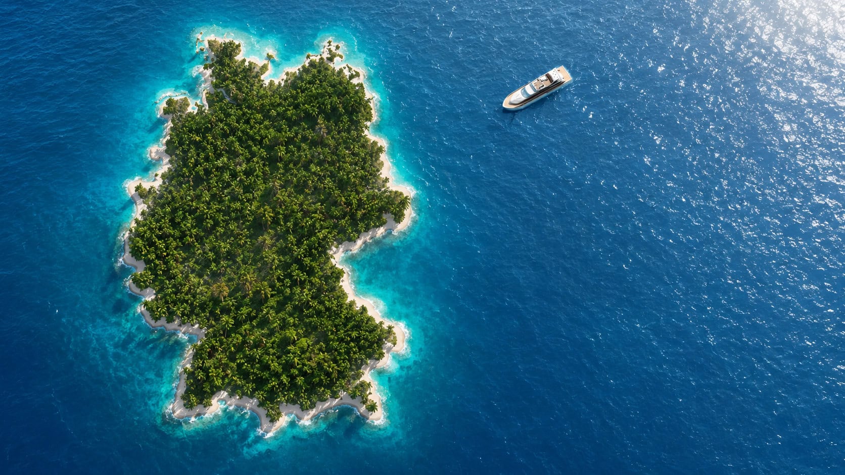Deutschland dargestellt als tropische Insel in der Metapher des Steuerparadieses