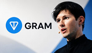 Pavel Durov und das Logo des Gram-Tokens