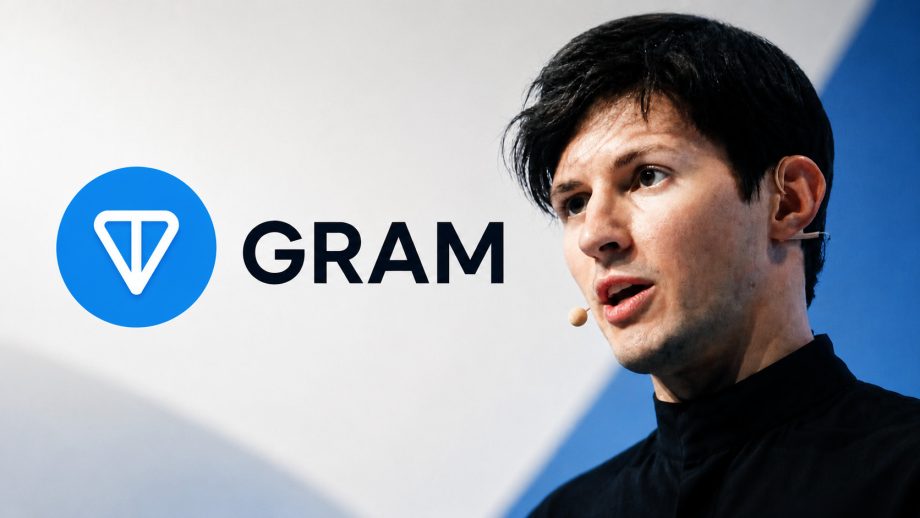 Pavel Durov und das Logo des Gram-Tokens