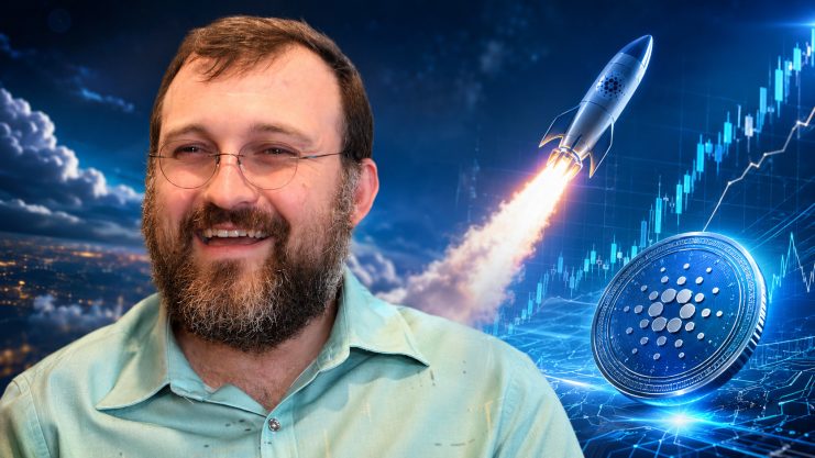 Cardano-Gründer Hoskinson vor ADA-Chart mit Rakete