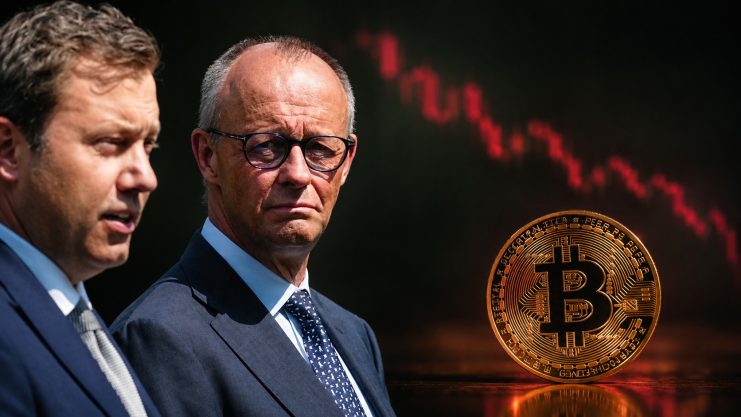 Klingbeil, Merz und eine Bitcoin-Münze