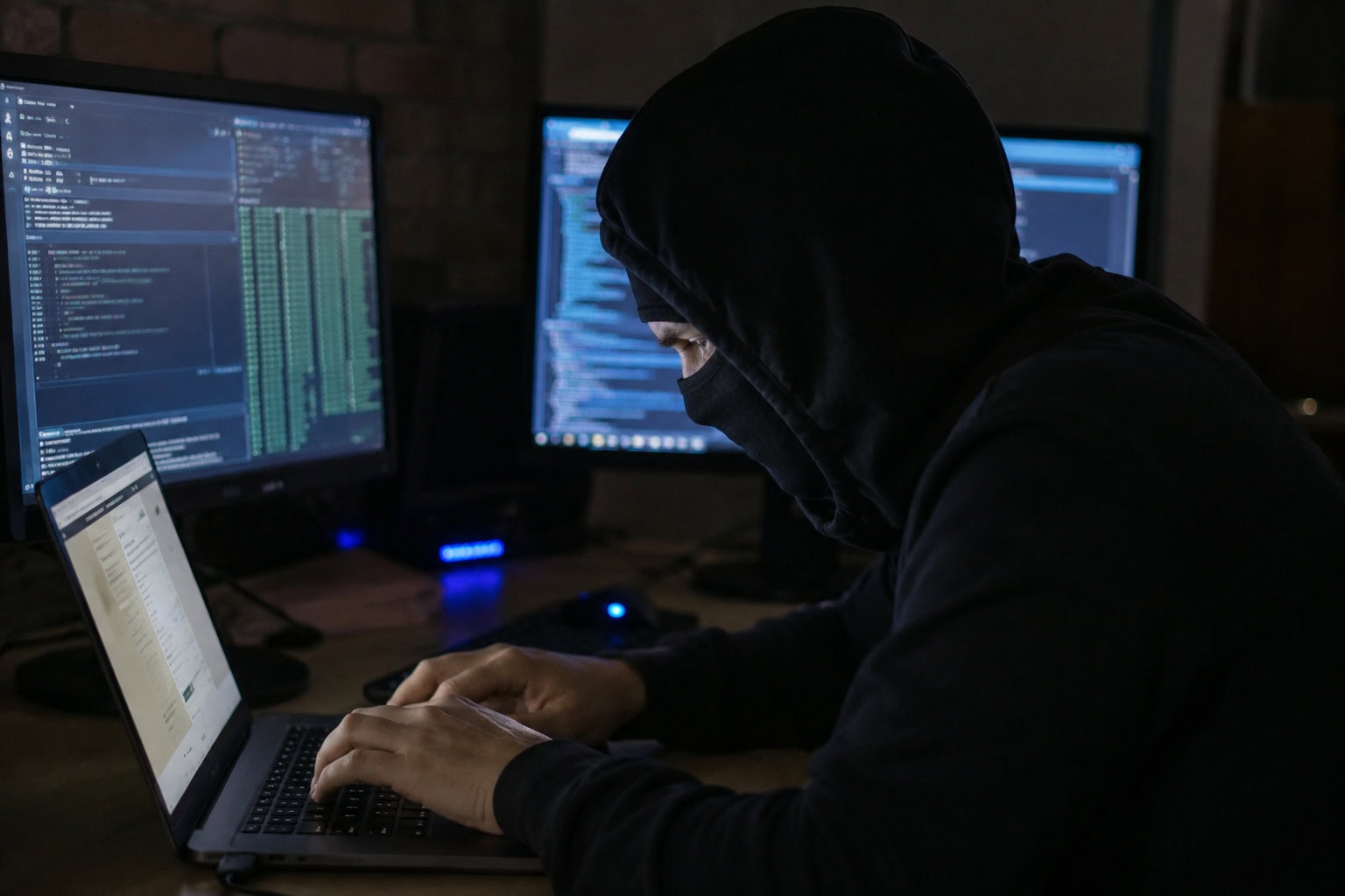 Das Bild zeigt einen Krypto-Scammer