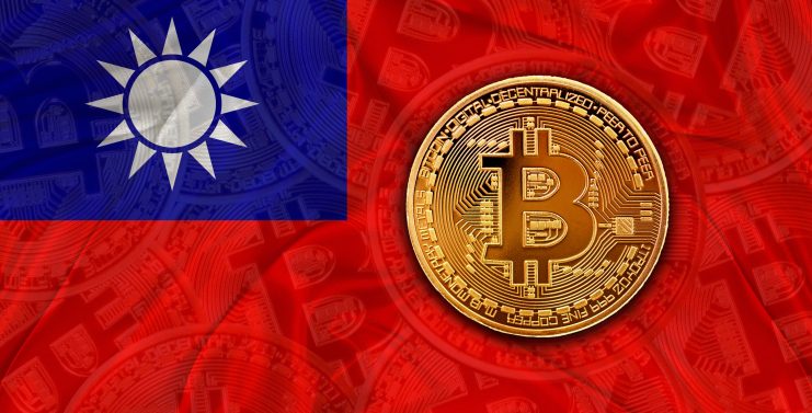 Bitcoin auf taiwanesischer Flagge.