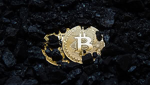 Bitcoin-Münzen in der Erde