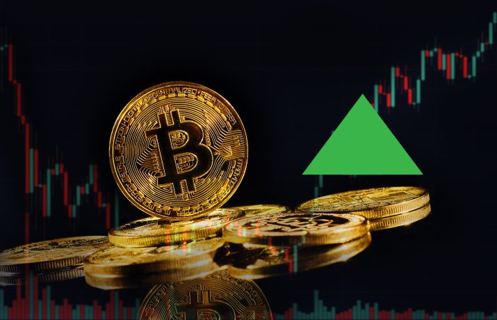 Das Bild zeigt eine Bitcoin-Münze