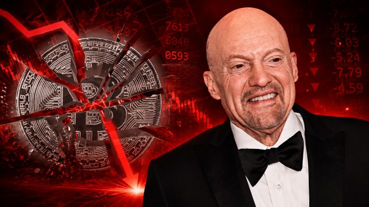 Jim Cramer vor zerbrechender Bitcoin-Münze