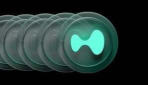 Ein Hyperliquid-Token bewegt sich dynamisch durch das Bild