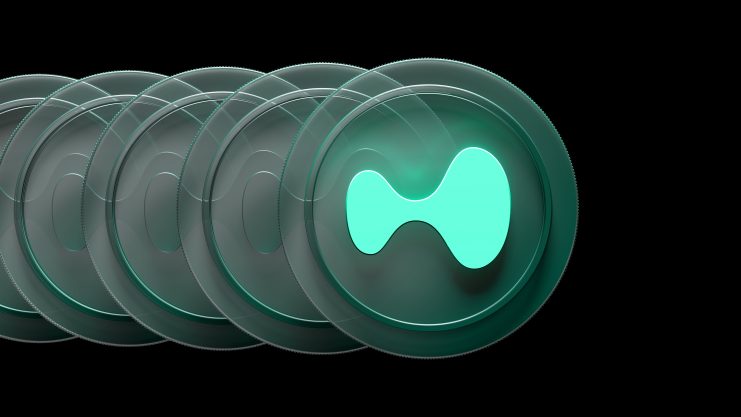 Ein Hyperliquid-Token bewegt sich dynamisch durch das Bild