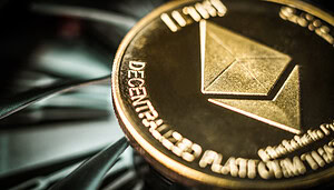 Eine Ethereum-Münze in der Nahaufnahme.