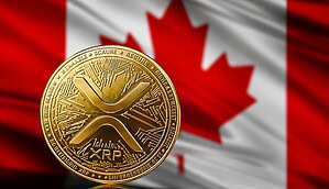 XRP-Münze vor Kanada-Fahne