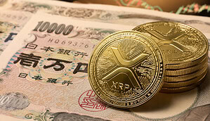 XRP-Münzen auf Yen-Scheinen