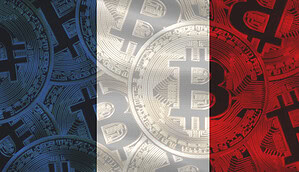 Bitcoin auf französischer Flagge.