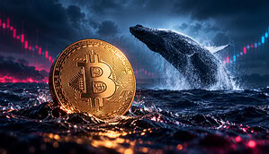 Ein Bitcoin-Wal vor einer Münze