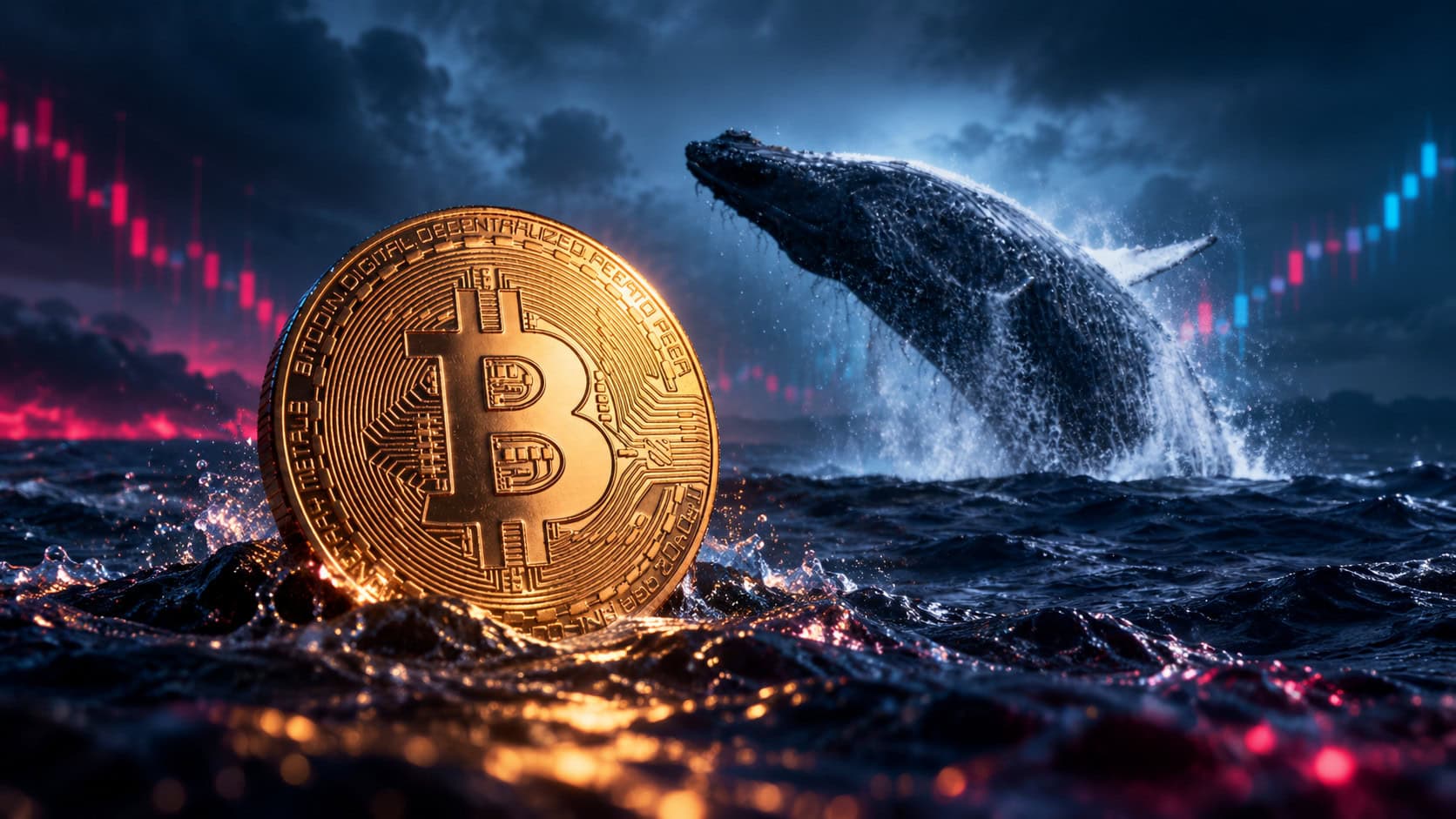 Ein Bitcoin-Wal vor einer Münze